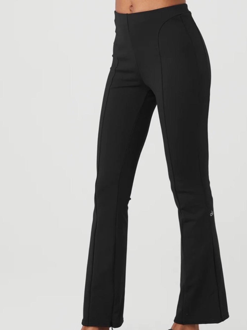 ALO Yoga 7/8 Zip It Black High-Waist Flare Leggings